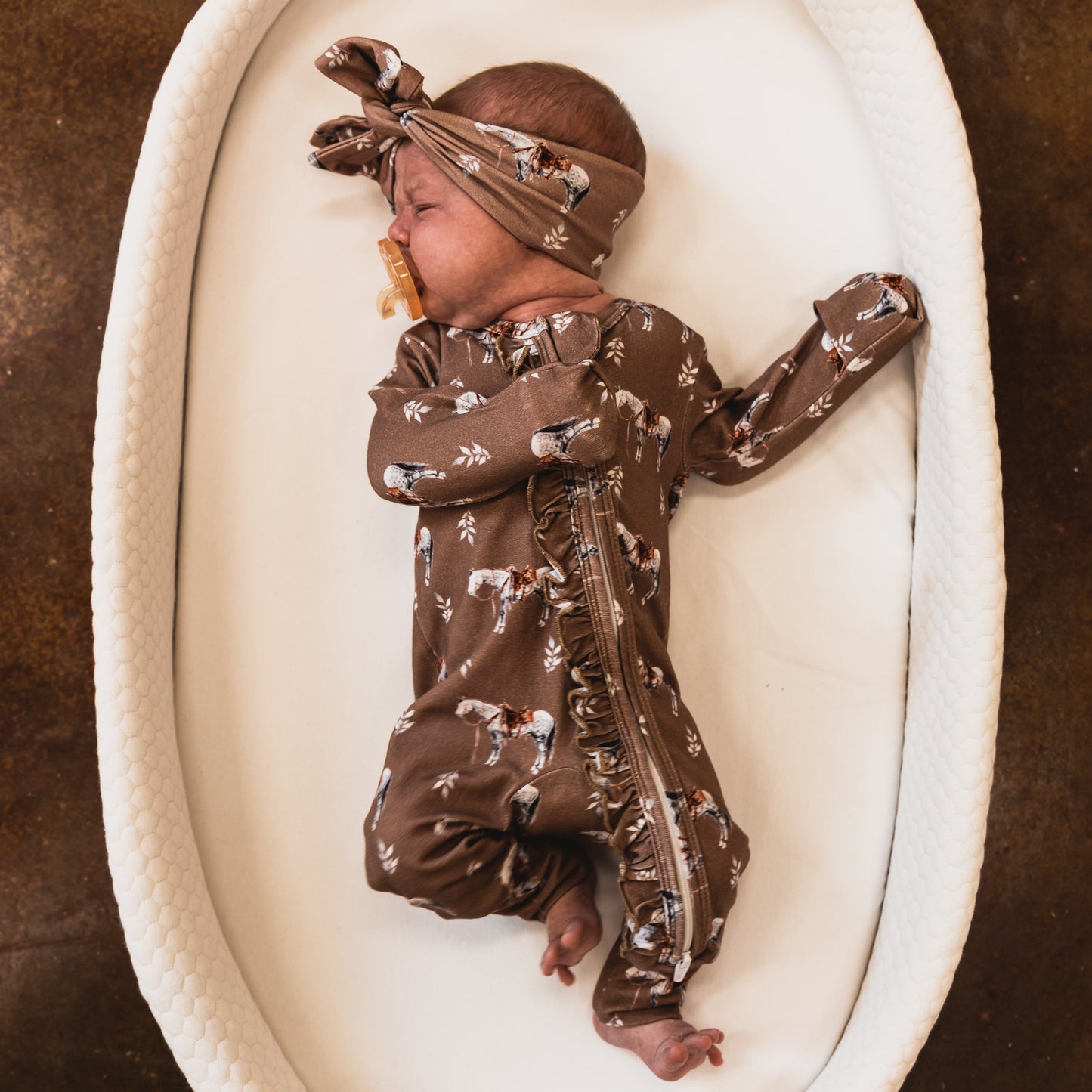 Almond Ranch Horse -Ruffled- Folding Feet Jammies