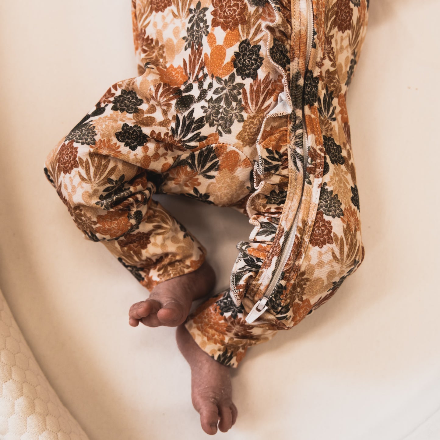 Fall Cactus-Ruffled-Folding Feet Jammies