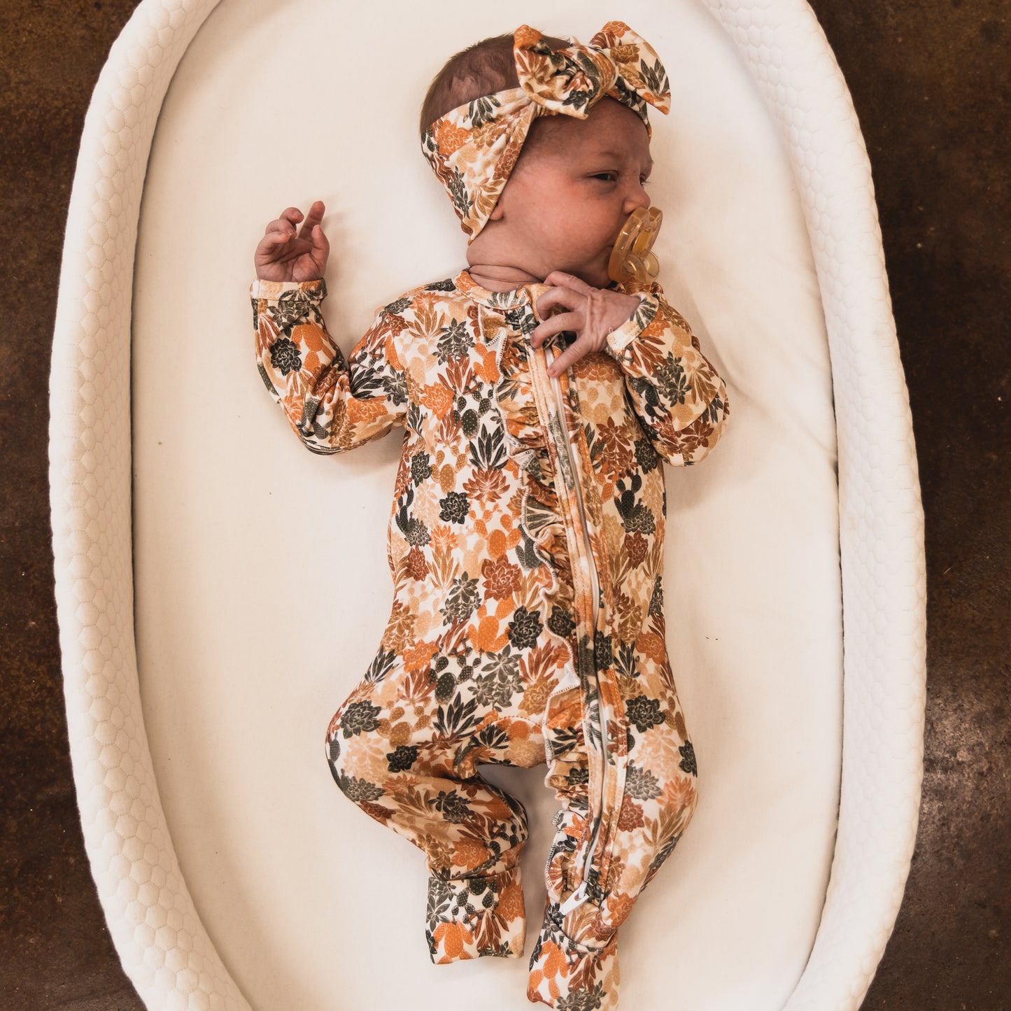 Fall Cactus-Ruffled-Folding Feet Jammies