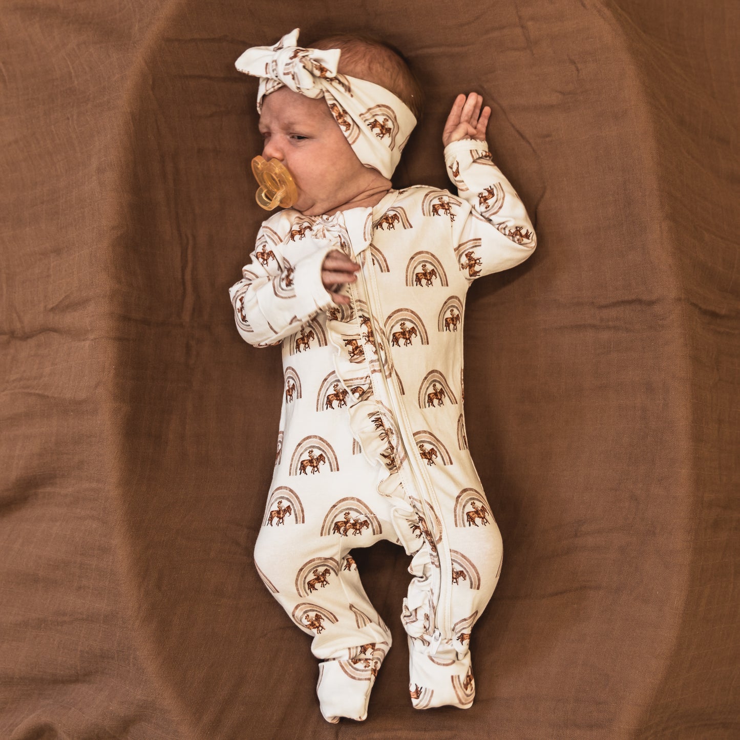 Rainbow Baby- Ruffled- Folding Feet Jammies