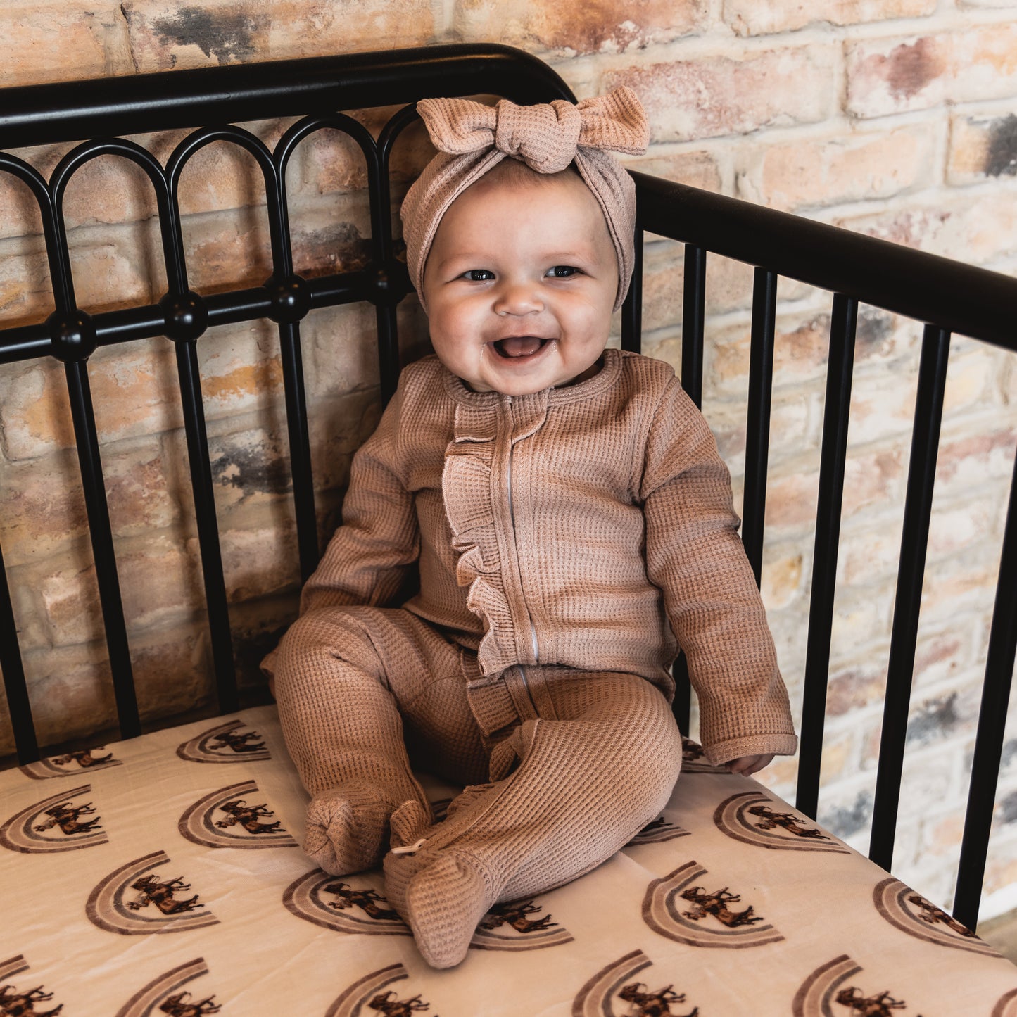Dusty Pink -Ruffled- Waffle Footed Jammies