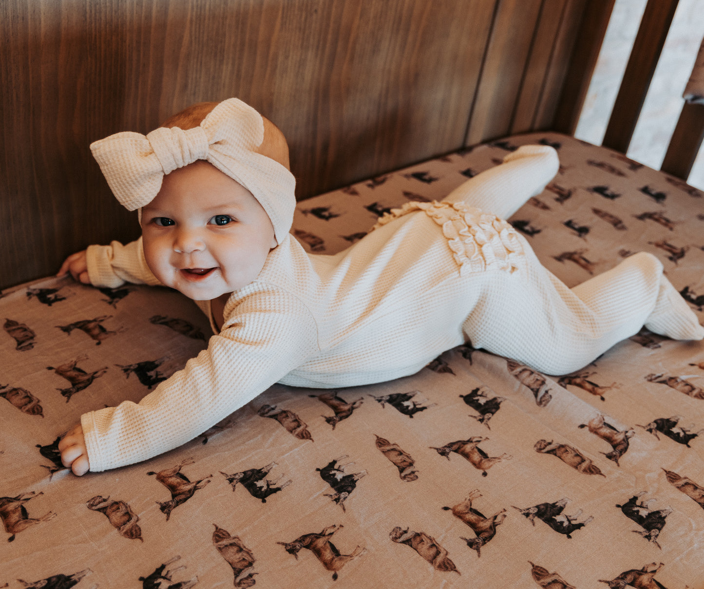 Beige -Ruffled- Waffle Footed Jammies