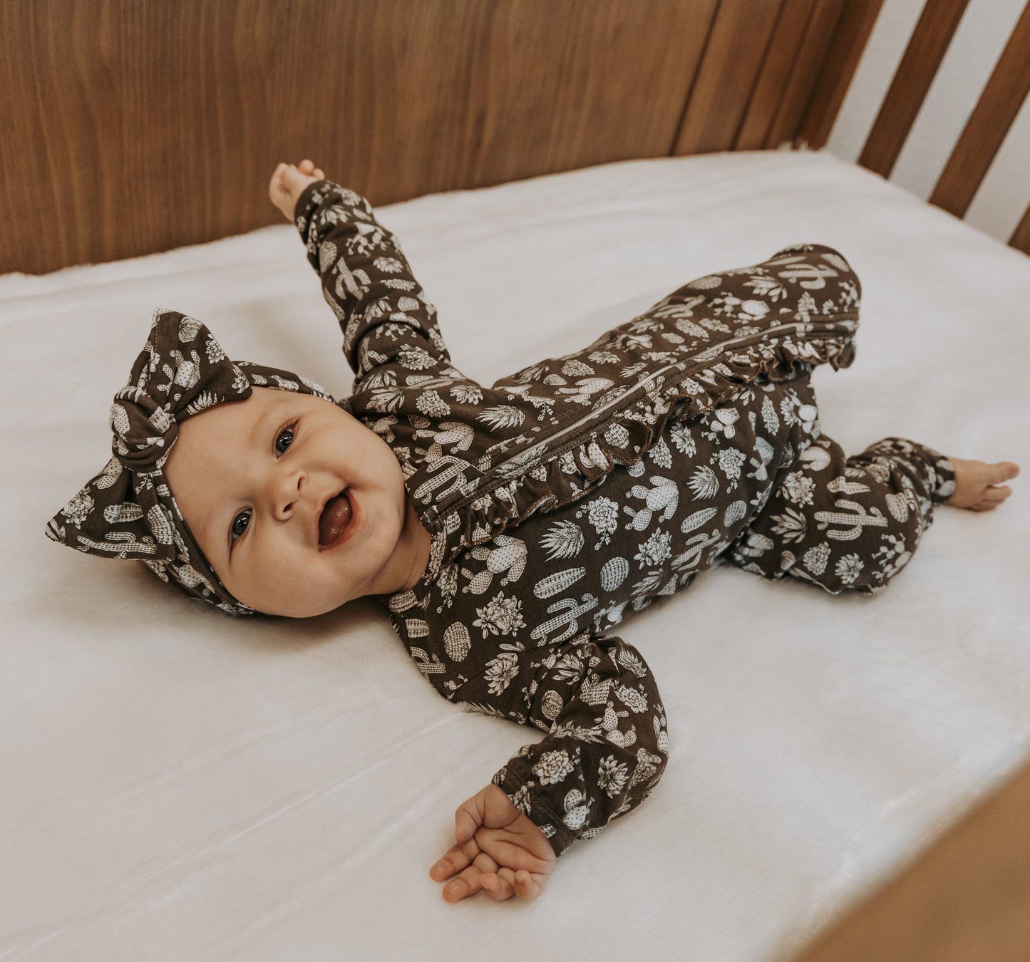 Vintage Cactus -Ruffled- Folding Feet Jammies