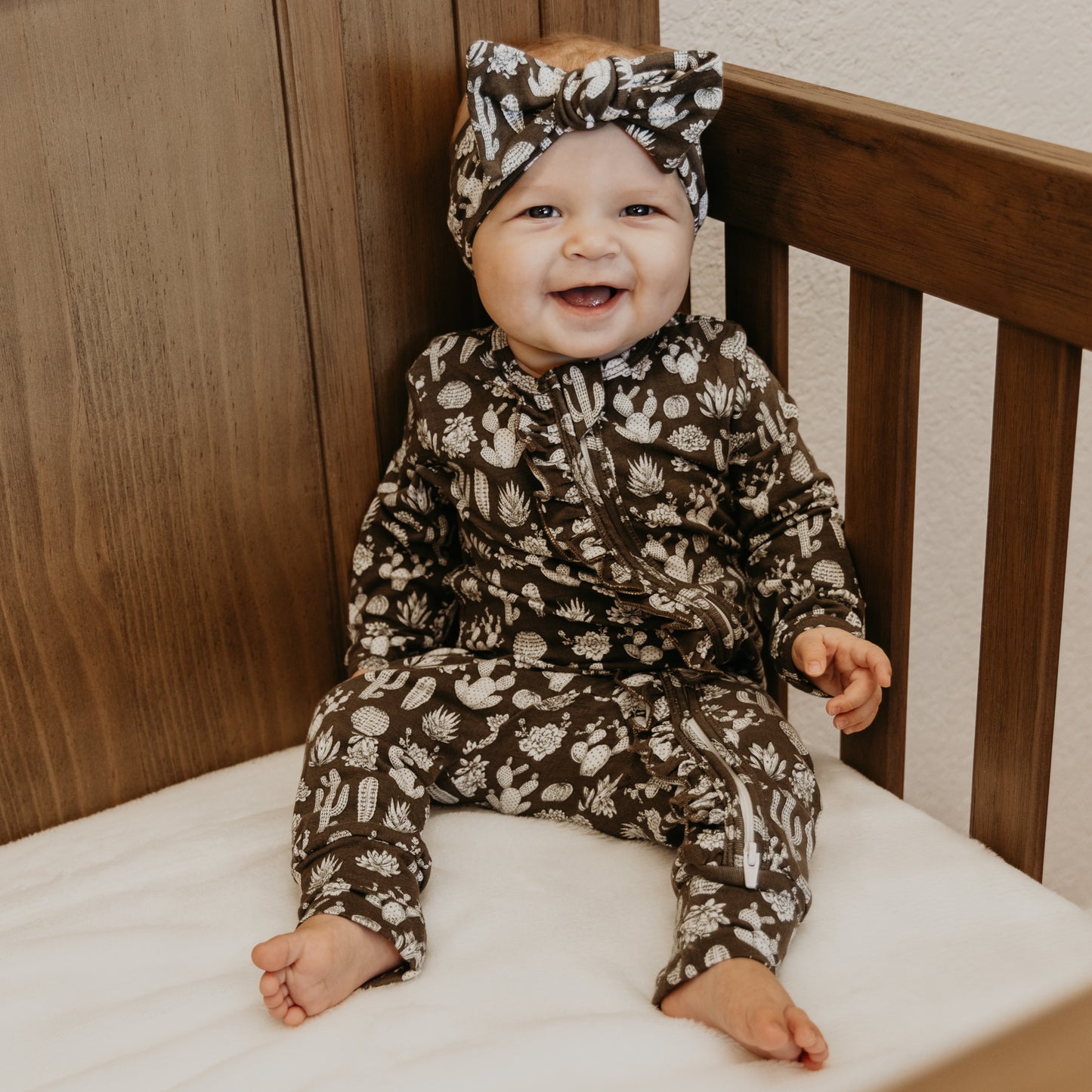 Vintage Cactus -Ruffled- Folding Feet Jammies