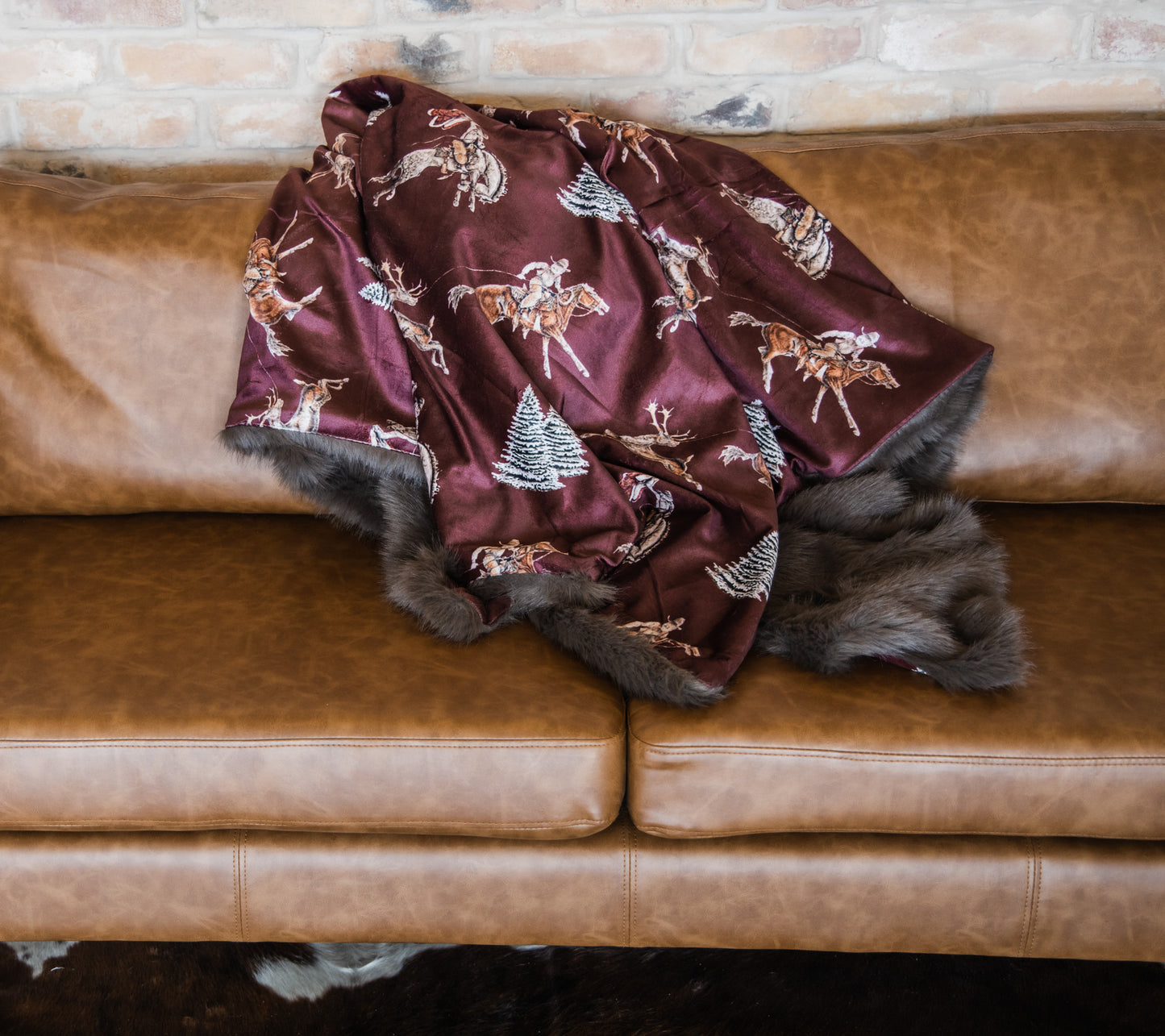 Traditional Red Cowboy Christmas Throw