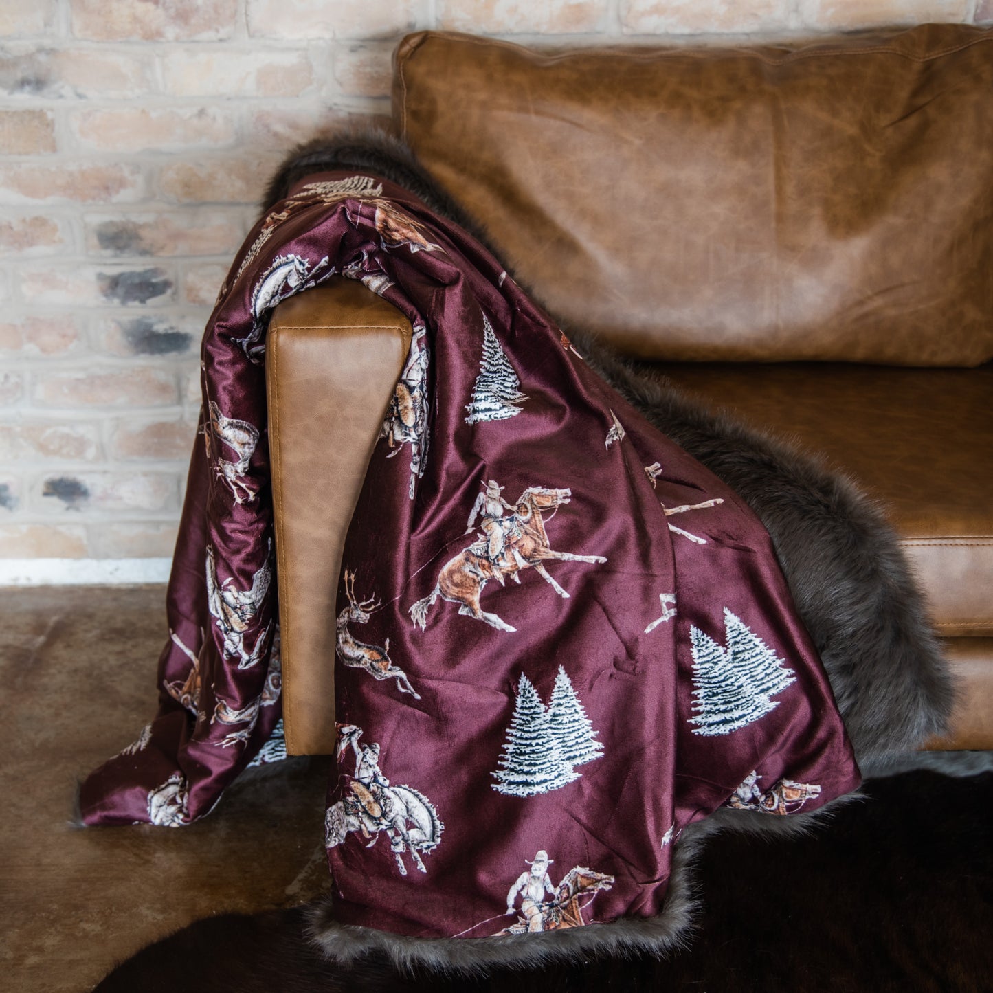 Traditional Red Cowboy Christmas Throw