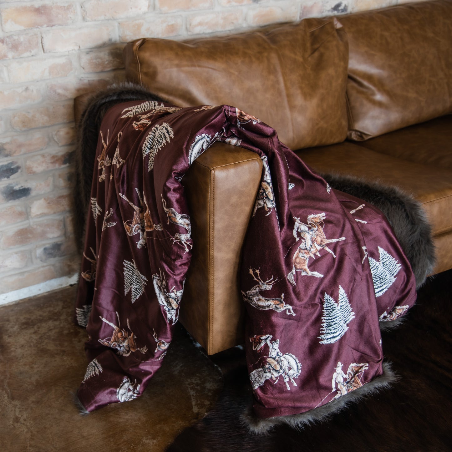 Traditional Red Cowboy Christmas Throw