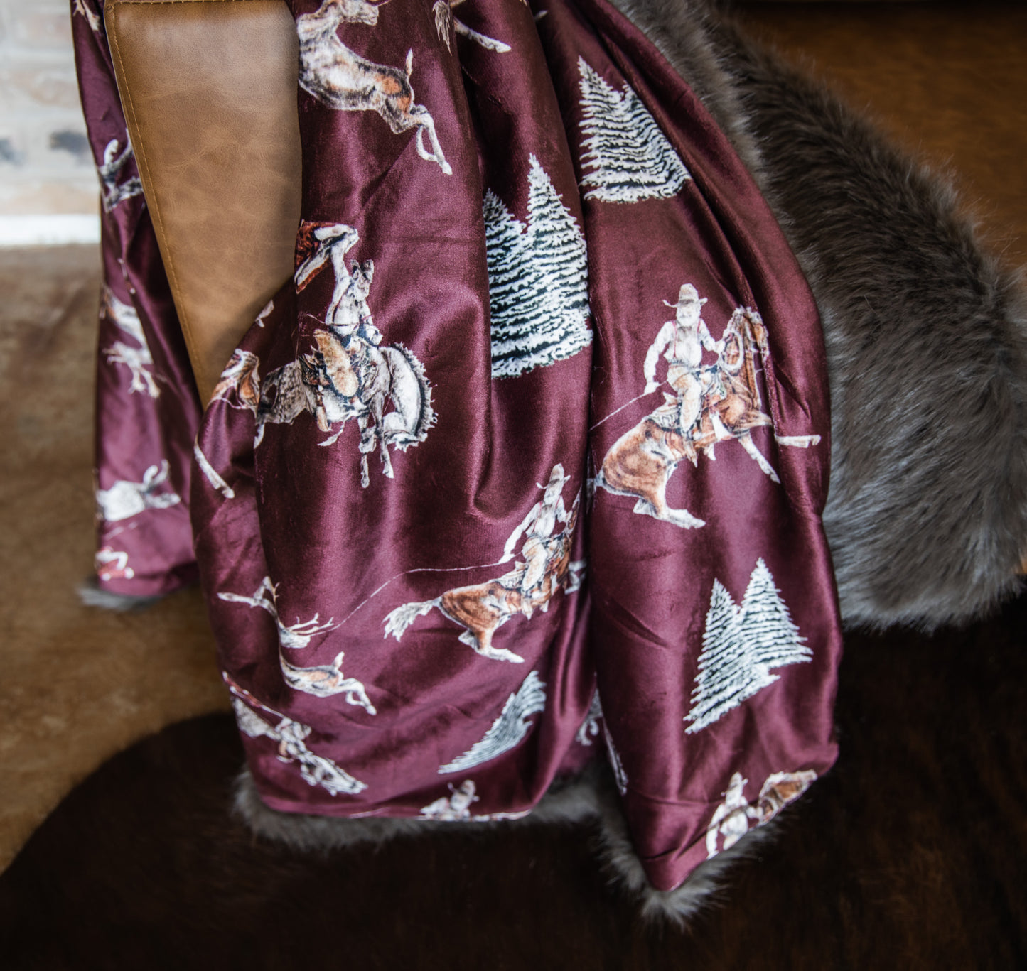 Traditional Red Cowboy Christmas Throw