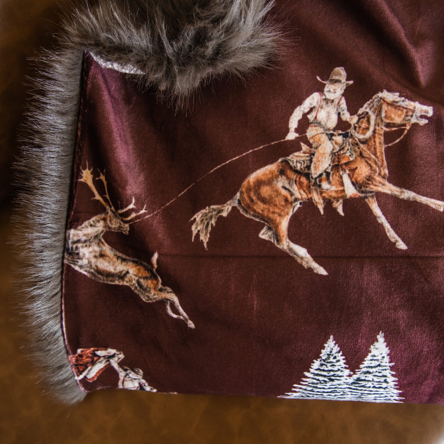 Traditional Red Cowboy Christmas Throw