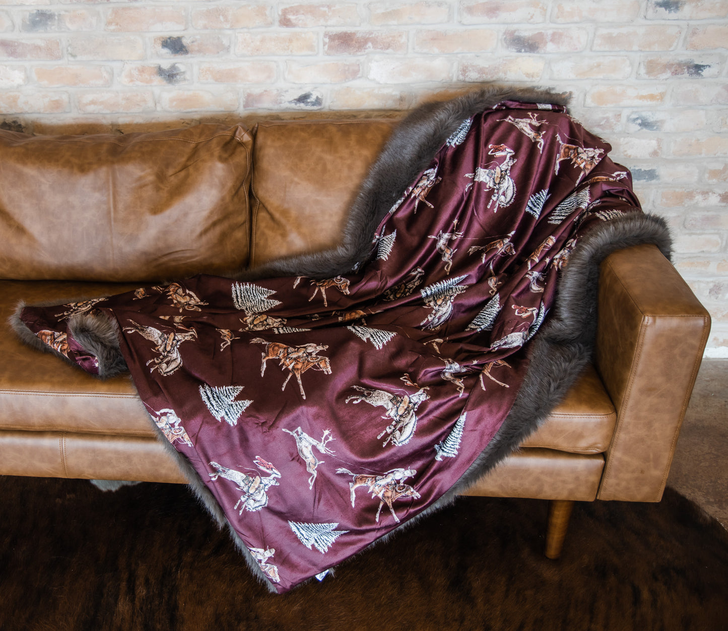 Traditional Red Cowboy Christmas Throw