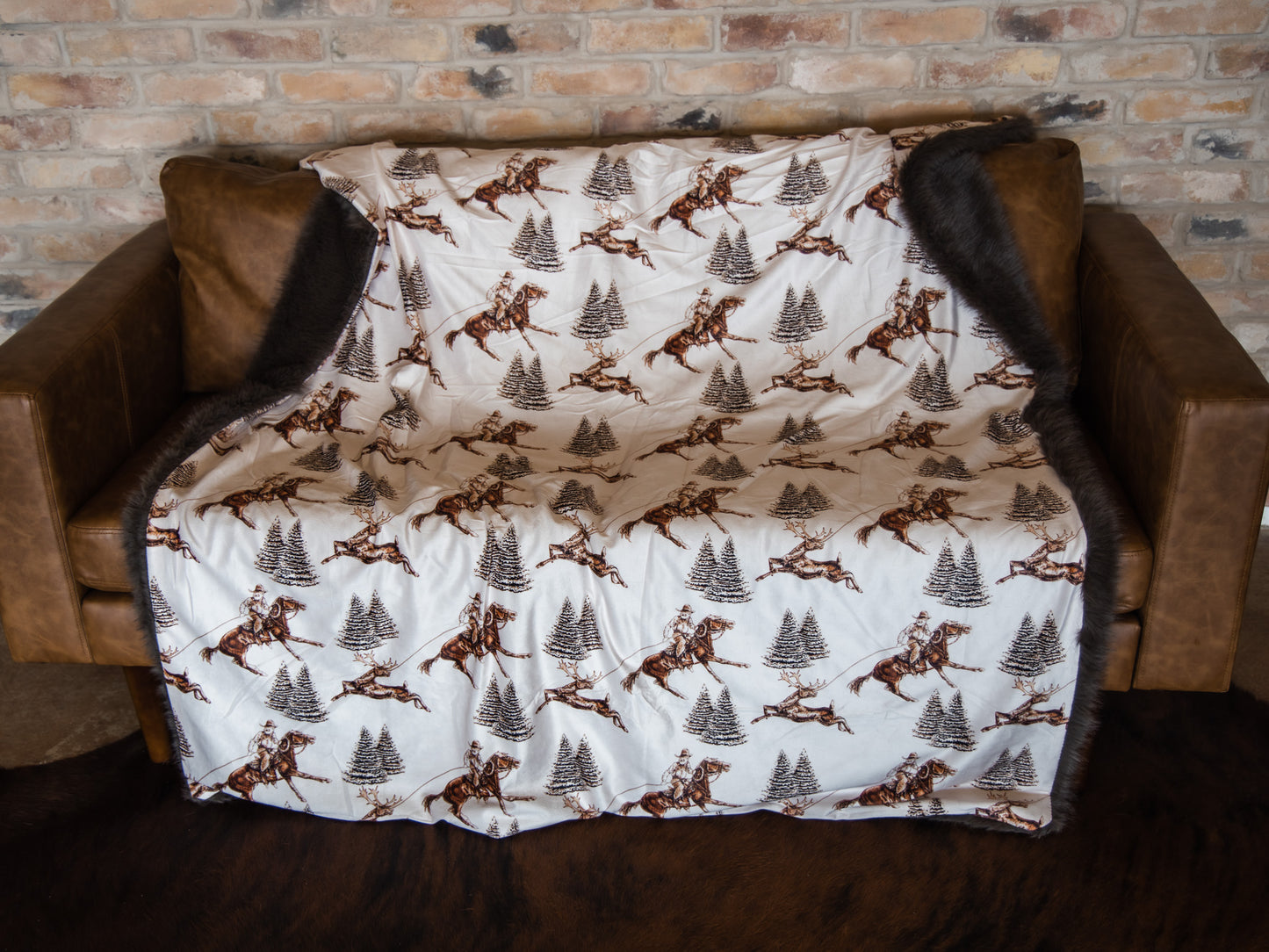 Vintage Beige Cowboy Christmas Throw