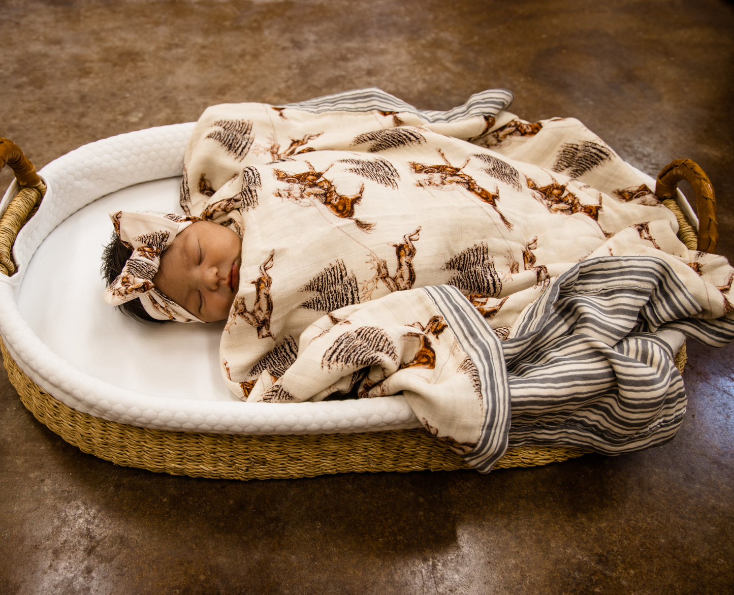 Vintage Beige Cowboy Christmas Bamboo Muslin Blanket