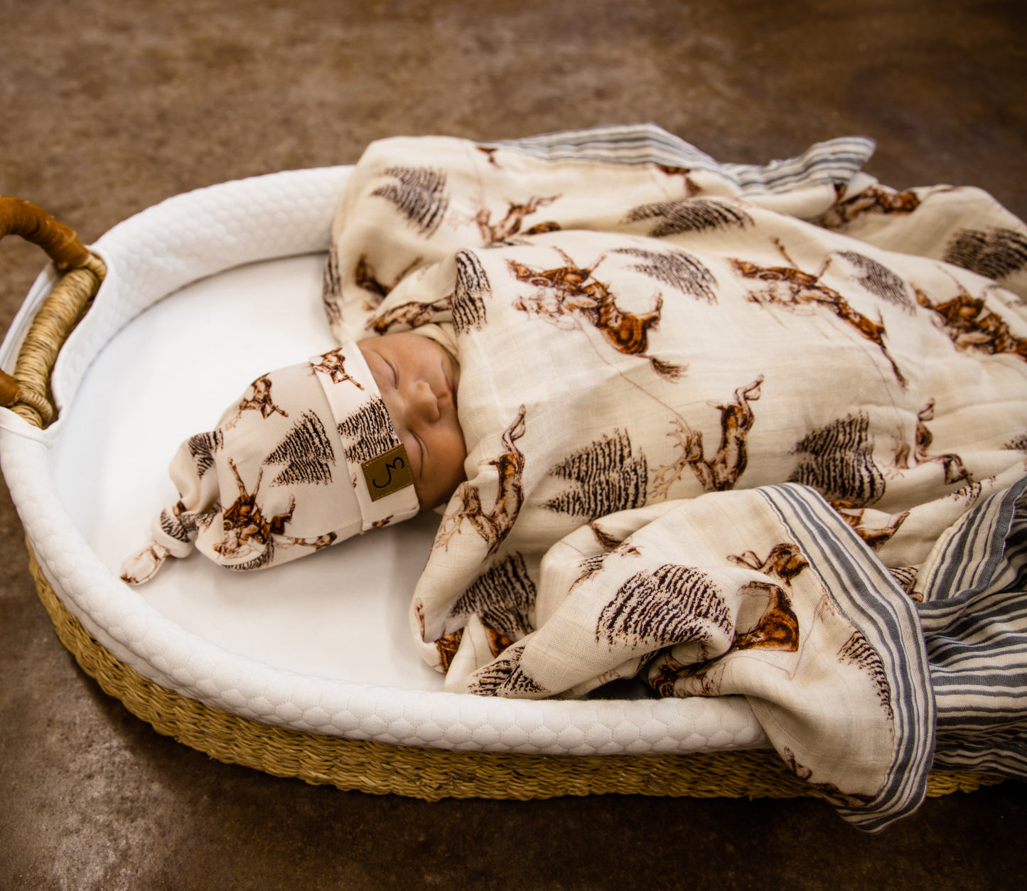 Vintage Beige Cowboy Christmas Bamboo Muslin Blanket