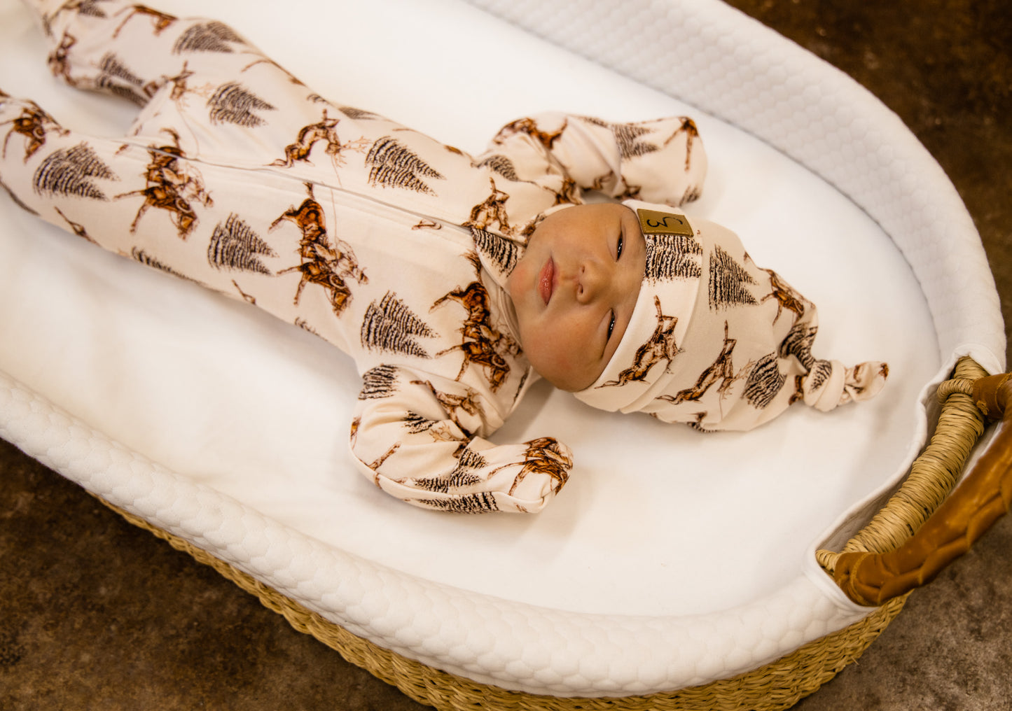 Vintage Beige Cowboy Christmas Newborn Baby Hat