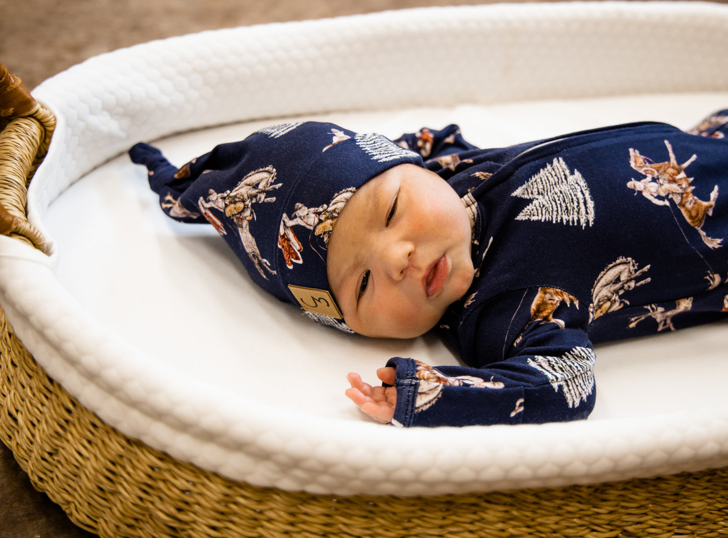 Classic Navy Cowboy Christmas Newborn Baby Hat