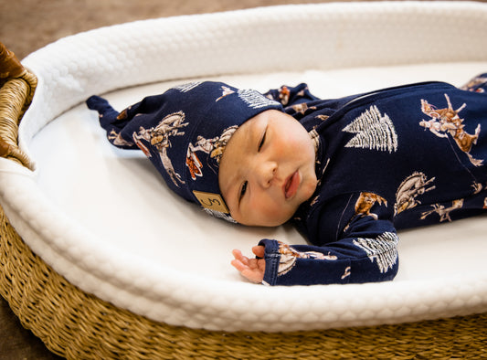 Classic Navy Cowboy Christmas Newborn Baby Hat