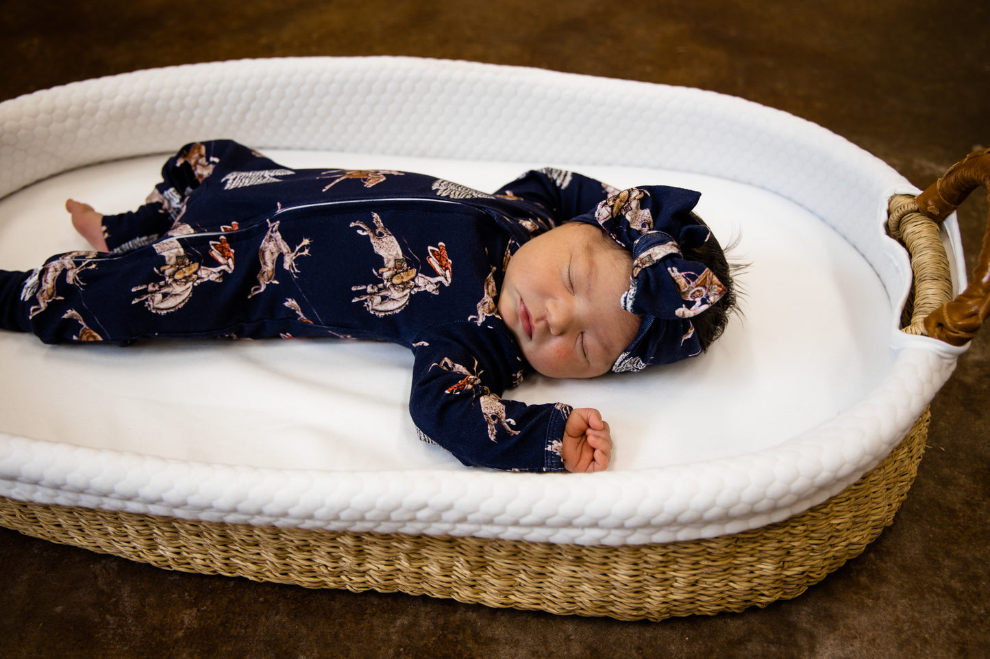 Classic Navy Cowboy Christmas Folding Feet Jammies