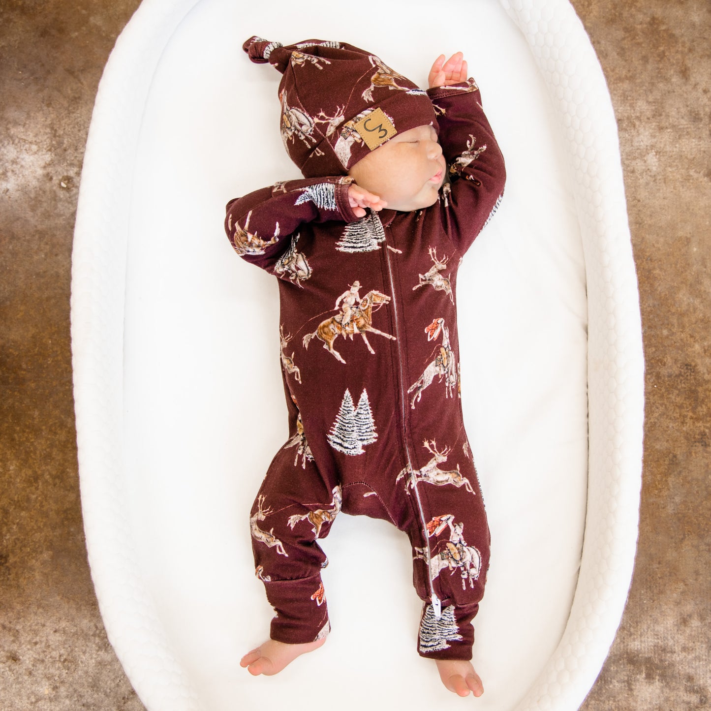 Traditional Red Cowboy Christmas Newborn Baby Hat