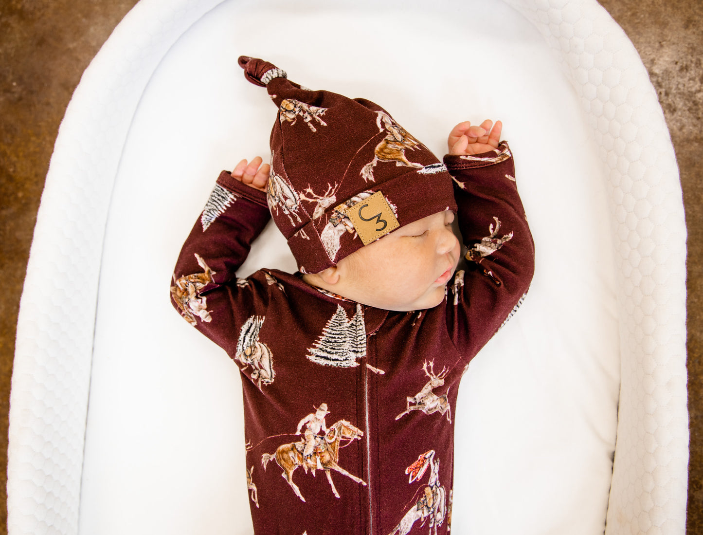 Traditional Red Cowboy Christmas Newborn Baby Hat