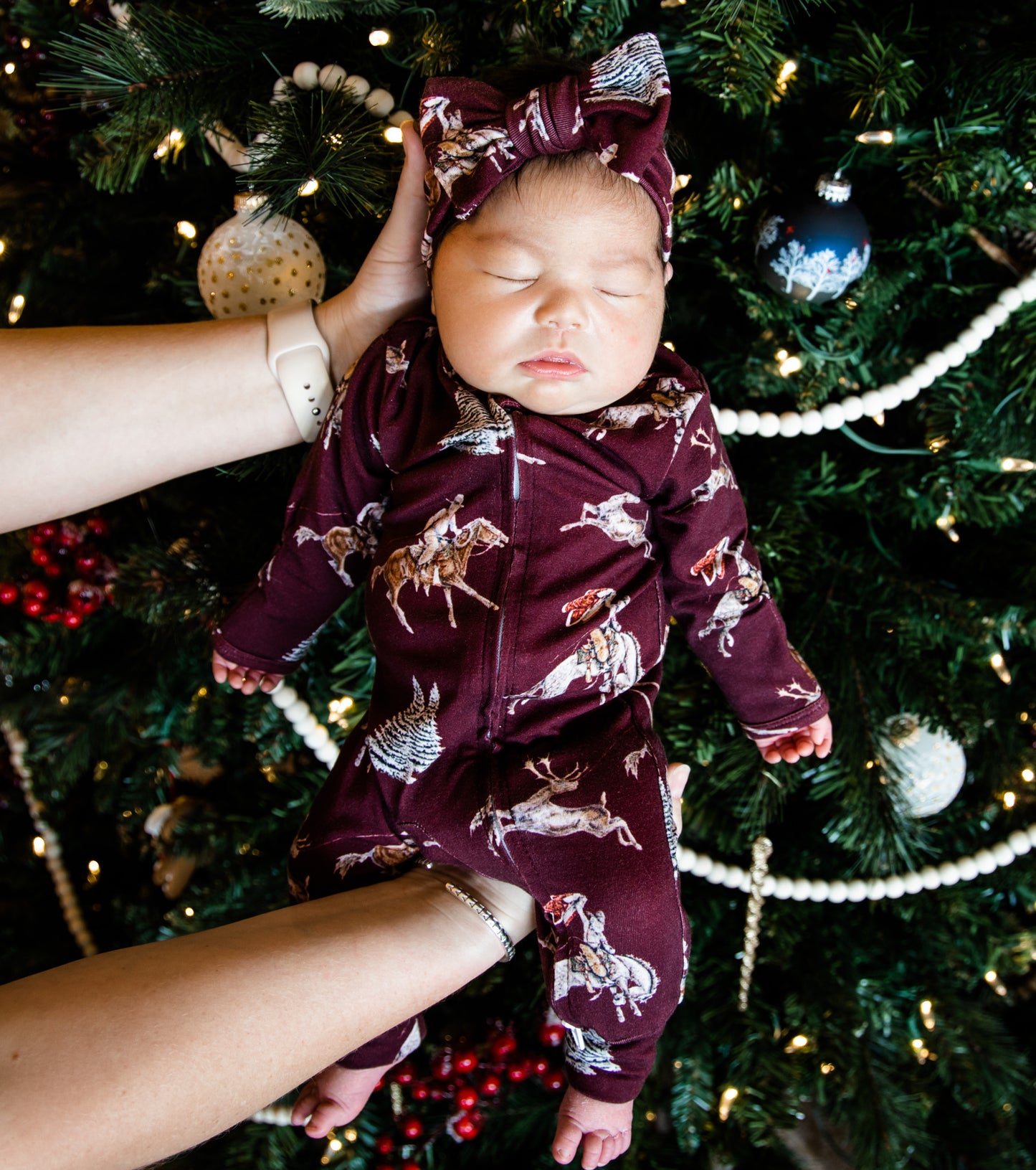 Traditional Red Cowboy Christmas Folding Feet Jammies