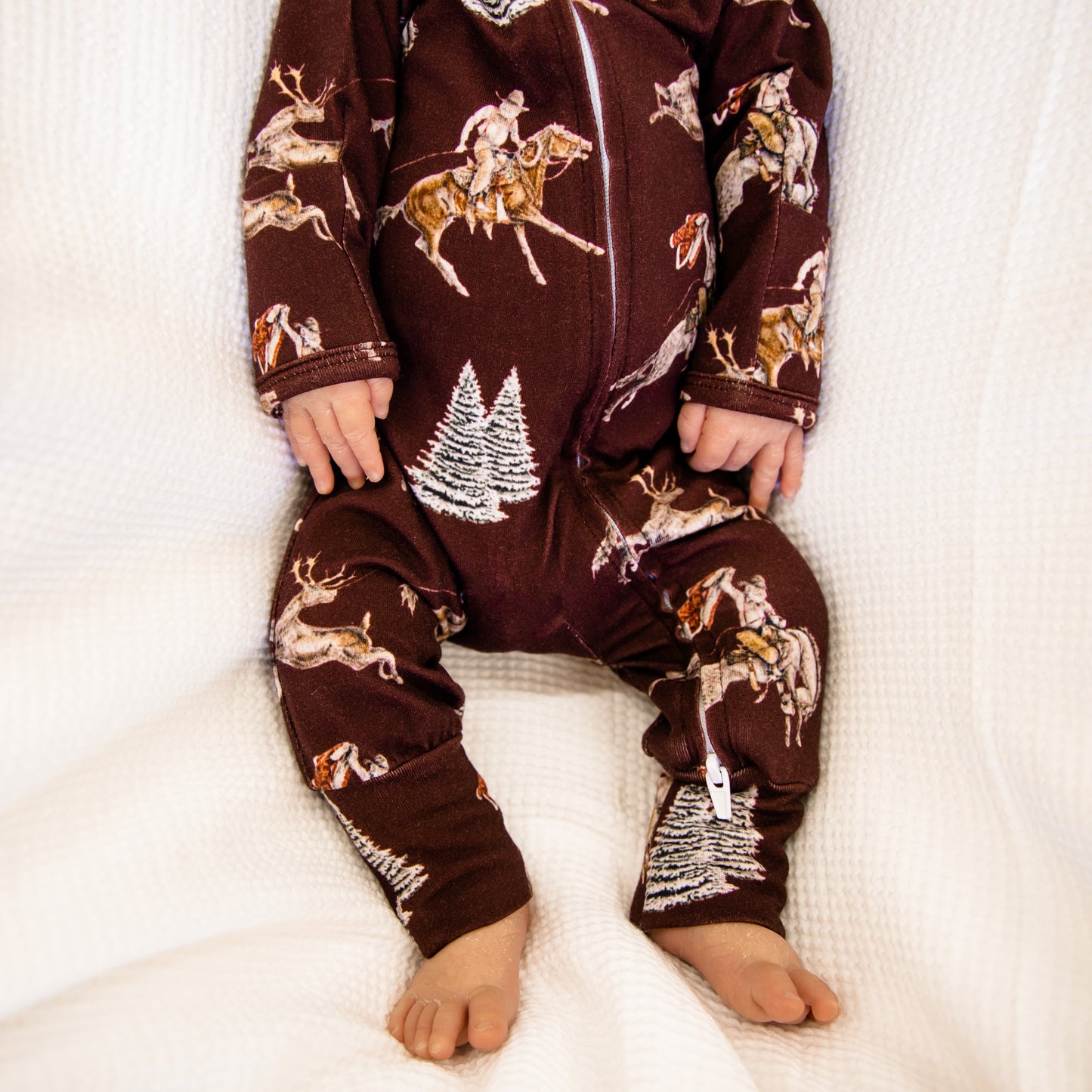 Traditional Red Cowboy Christmas Folding Feet Jammies
