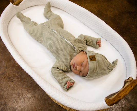 Sagebrush Green Waffle Newborn Baby Hat