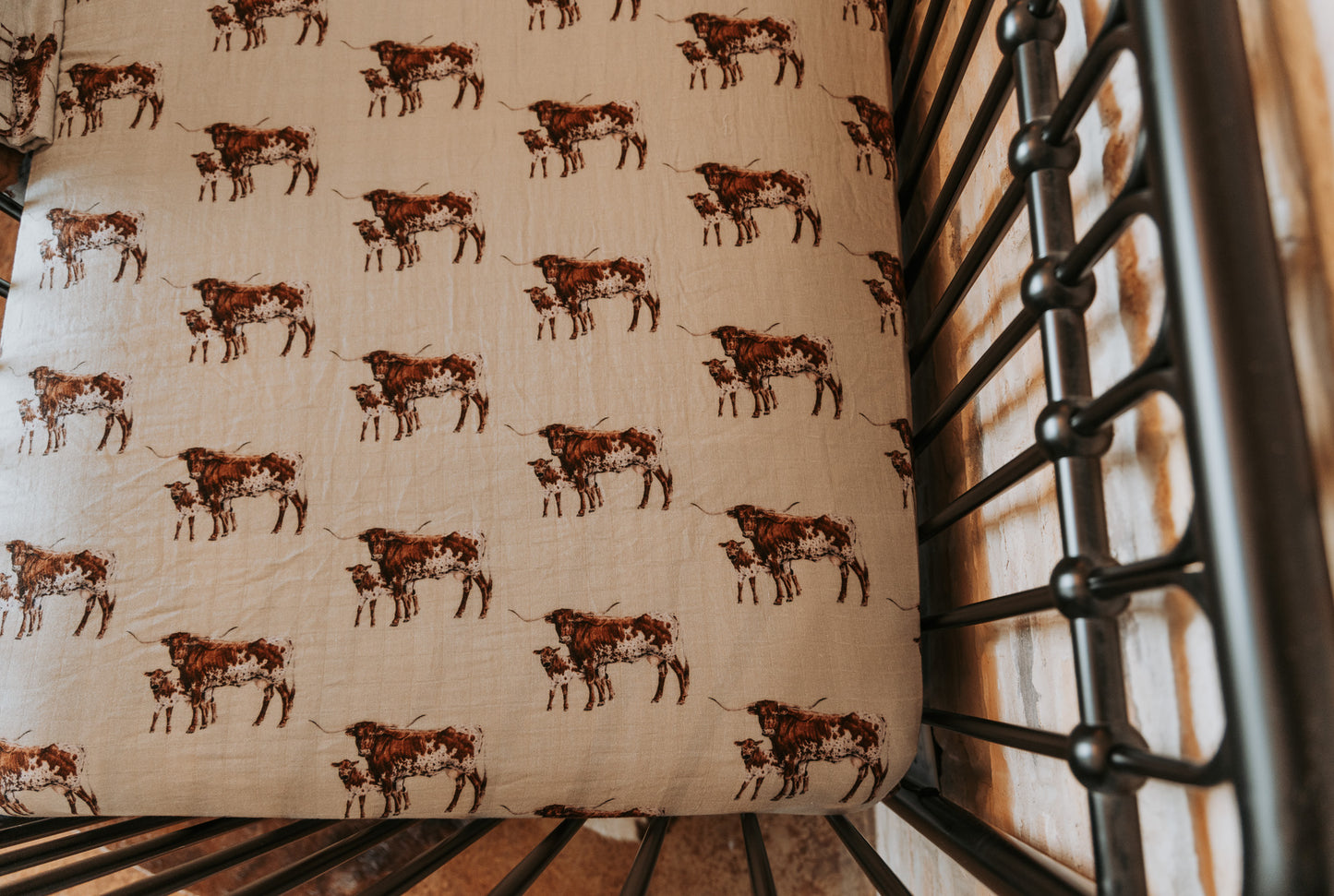 Sagebrush Longhorn Bamboo Muslin Crib Sheet