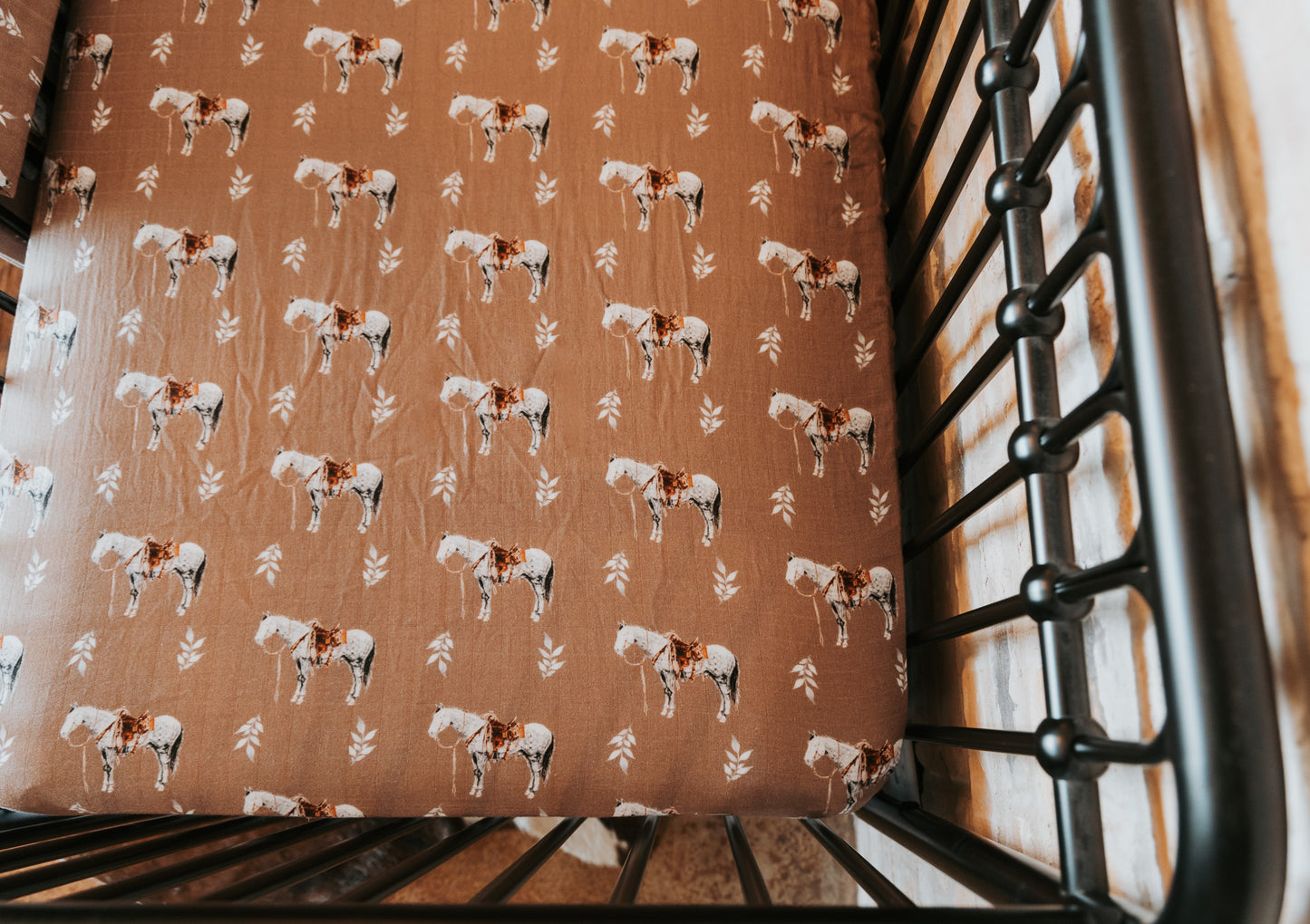 Almond Ranch Horse Bamboo Muslin Crib Sheet