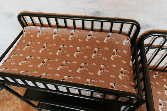 Almond Ranch Horse Bamboo Muslin Changing Pad Cover