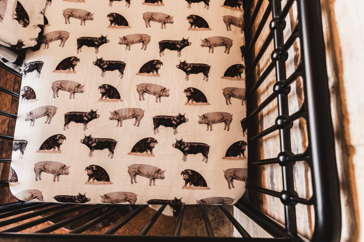 Pig Bamboo Muslin Crib Sheet