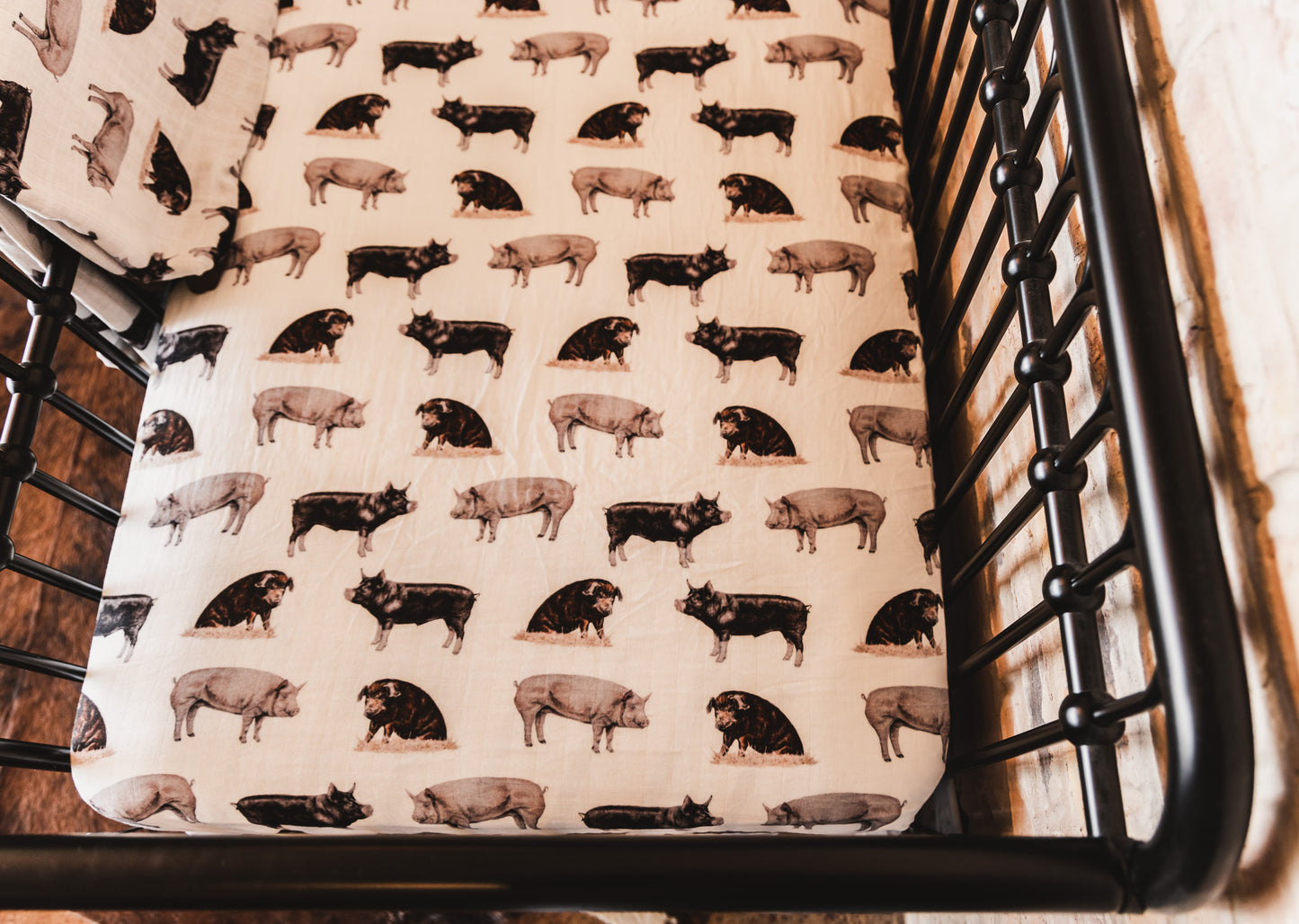 Pig Bamboo Muslin Crib Sheet