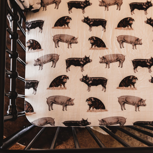 Pig Bamboo Muslin Crib Sheet