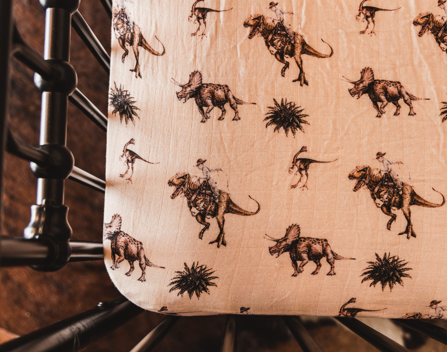 Cowboy Dino Bamboo Muslin Crib Sheet
