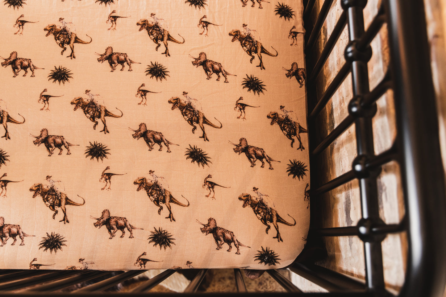 Cowboy Dino Bamboo Muslin Crib Sheet