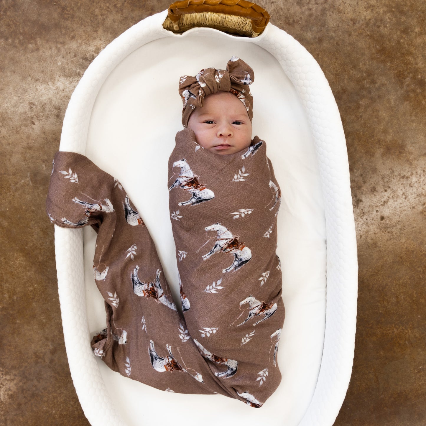 Almond Ranch Horse Bamboo Muslin Swaddle