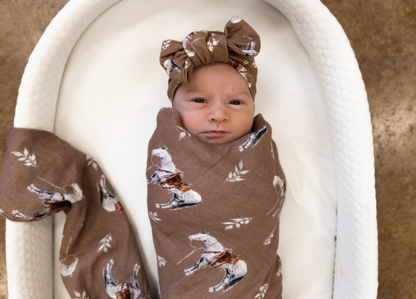 Almond Ranch Horse Bamboo Muslin Swaddle