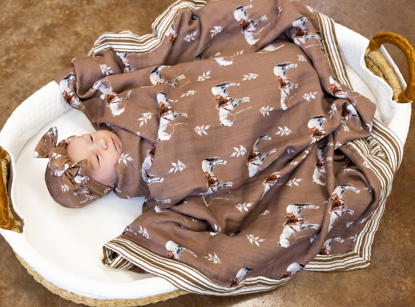 Almond Ranch Horse Bamboo Muslin Blanket