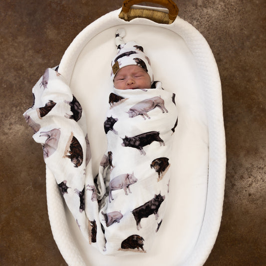 Pig Bamboo Muslin Swaddle