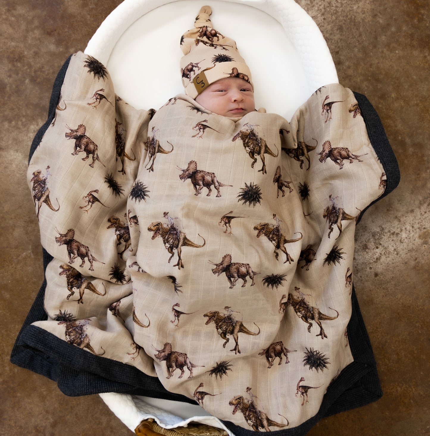 Cowboy Dino Bamboo Muslin/Waffle Blanket
