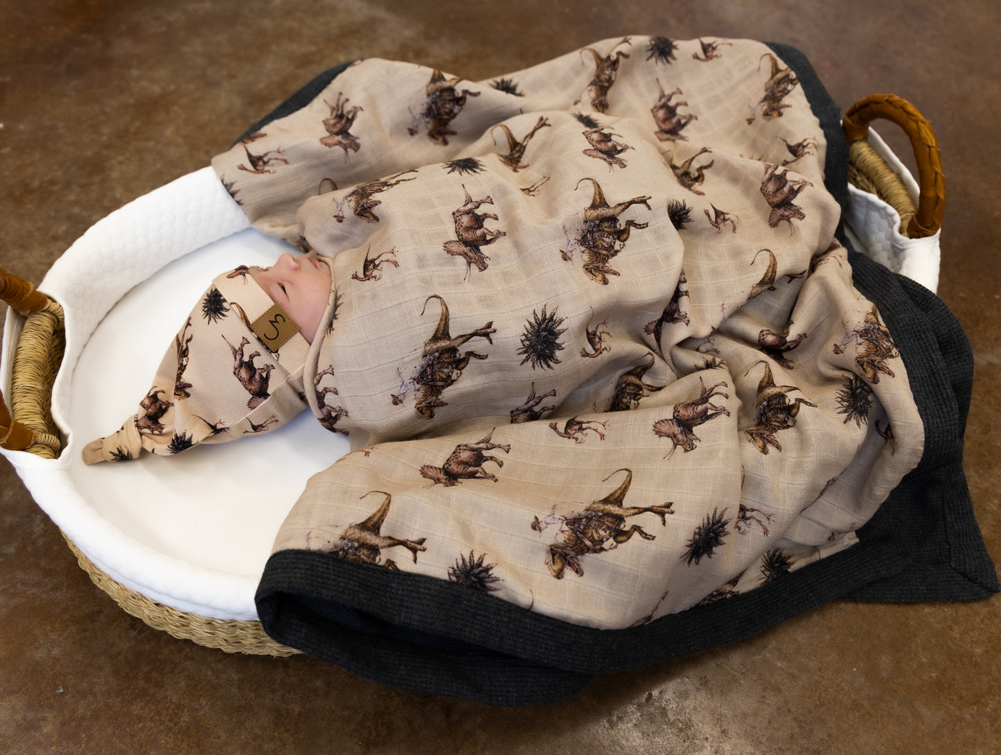 Cowboy Dino Bamboo Muslin/Waffle Blanket