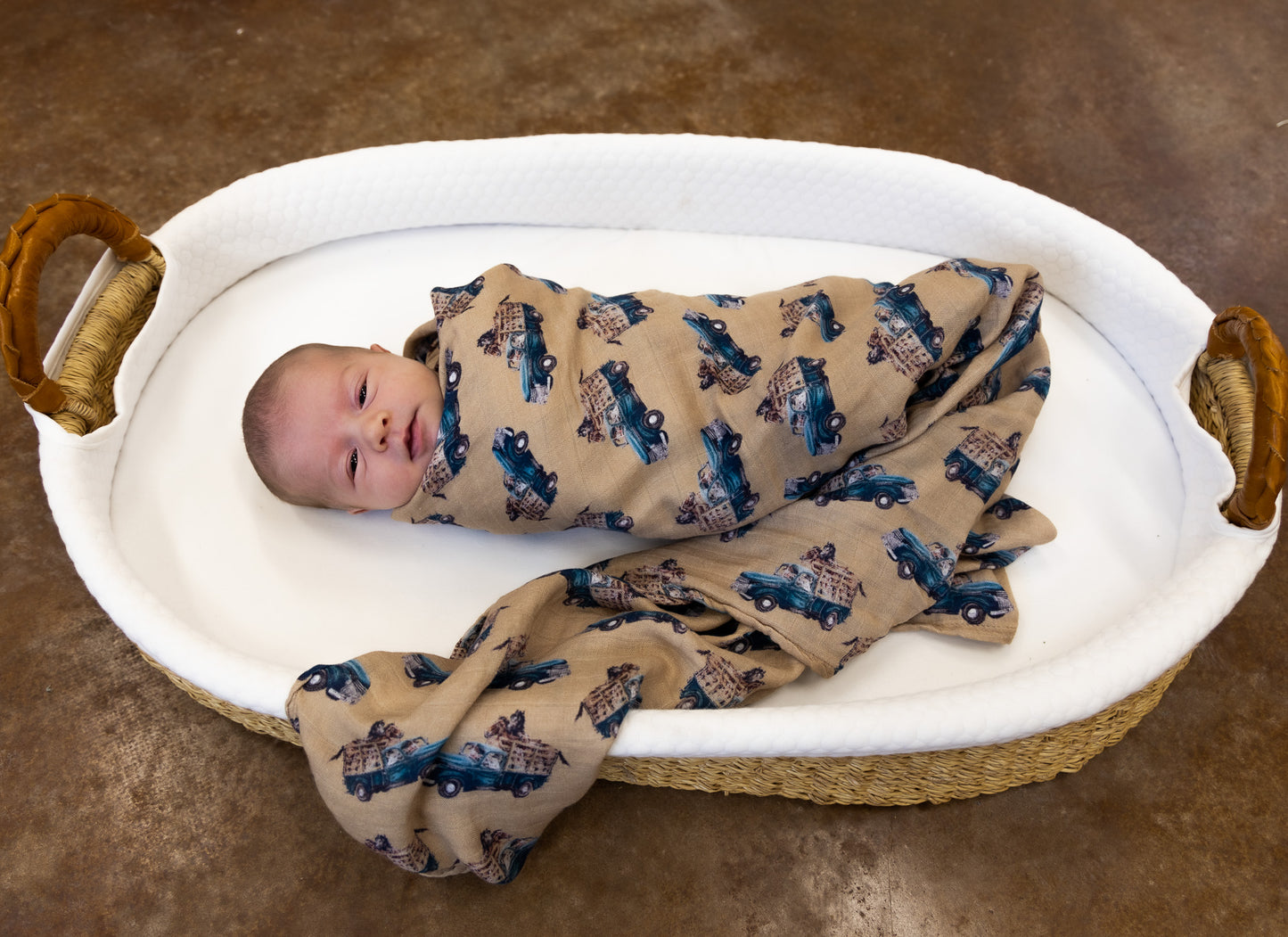 Little Blue Truck Bamboo Muslin Swaddle