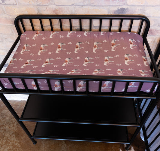 Mauve Ranch Horse Bamboo Muslin Changing Pad Cover