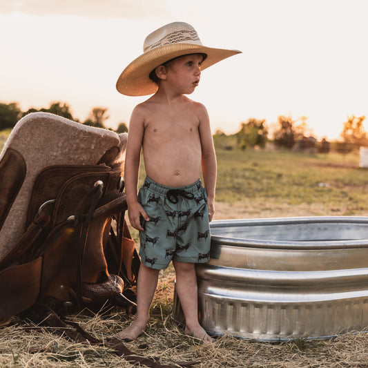 Olive Angus Swim Trunks