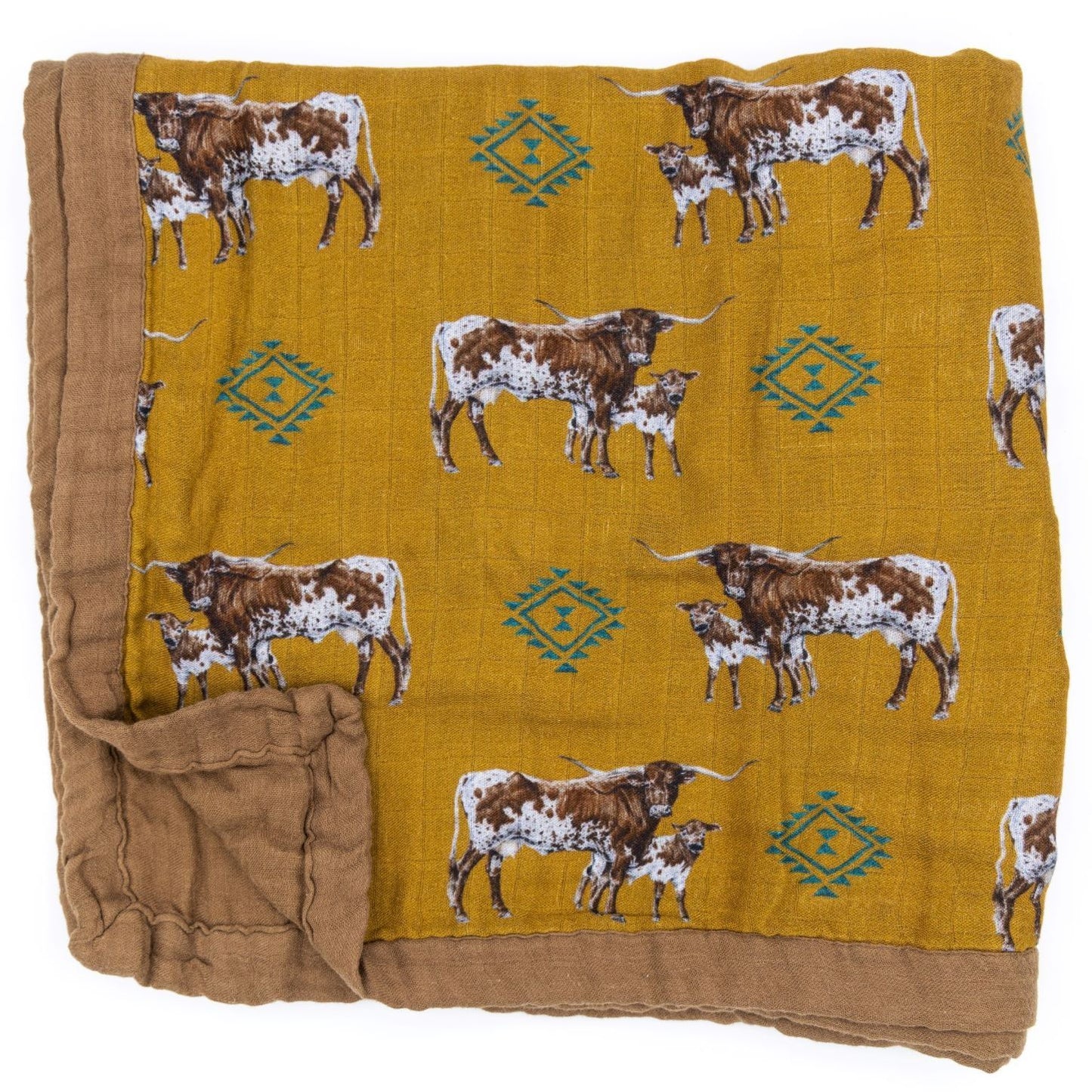 Southwest Longhorn Bamboo Muslin Blanket