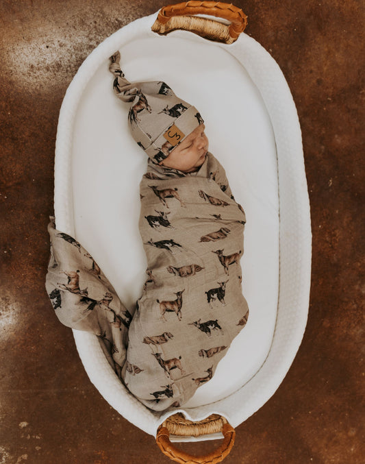 Goat Bamboo Muslin Swaddle