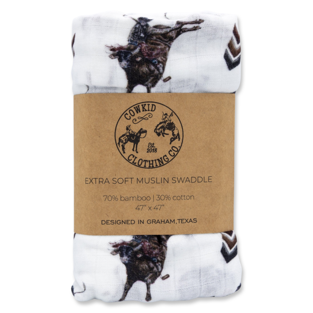 Bull Rider Bamboo Muslin Swaddle – Cowkid Clothing Company