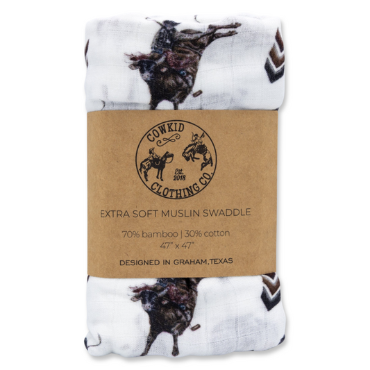 Bull Rider Bamboo Muslin Swaddle
