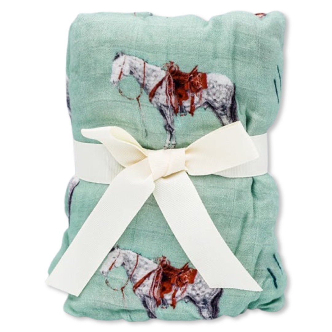 Sage Ranch Horse Bamboo Muslin Crib Sheet