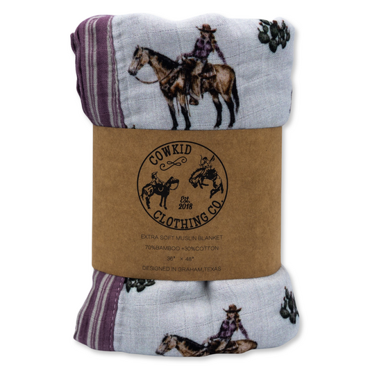 Cowgirls & Cactus Bamboo Muslin Blanket