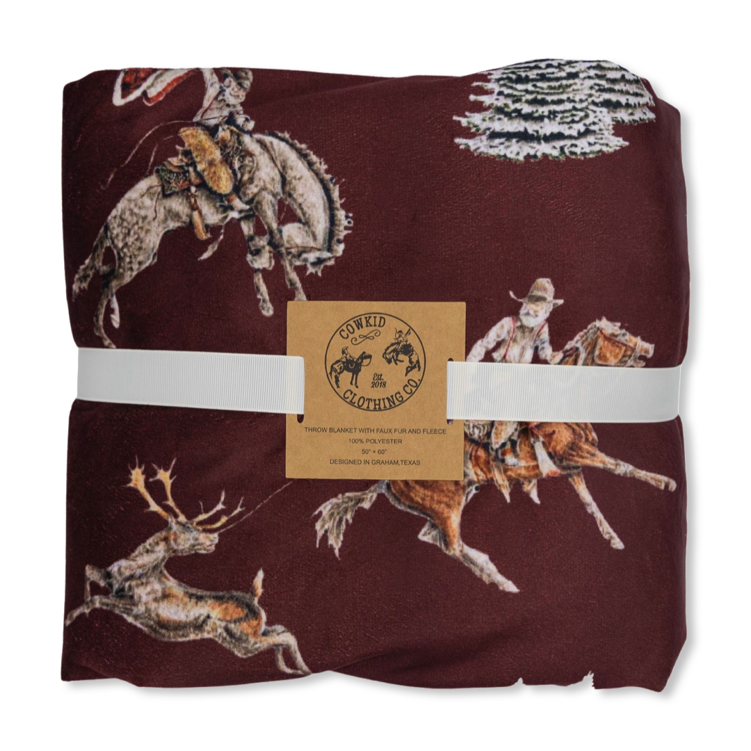 Traditional Red Cowboy Christmas Throw